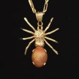 Beverly Hills Gold Fire Opal Spider Pendant on Fancy Gold Chain