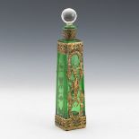 French Empire d'Ore Bronze Mounted Emerald Green Glass Perfume Flacon, ca. 19th Century