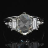 Ladies' Gold, 1.97 Ct Rose Cut Diamond and Diamond Ring