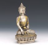 Tibetan Gilt and Silver Tone Sculpture of Shakyamuni Buddha