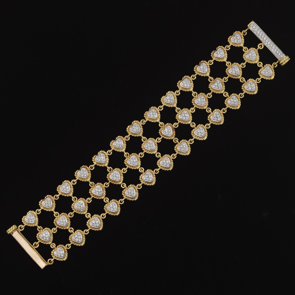 CASSIS Ladies' Gold and Diamond Hearts Bracelet