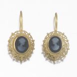 Ladies' Renaissance Revival Pair of Gold and Cameo Earrings