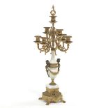 Italian Louis XV Style Gilt Metal and Carved Marble Seven-Light Candelabrum