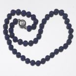 Ladies' Carved Lapis and Gold Clasp Necklace