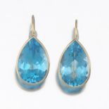 Ladies' Pair of Gold and Swiss Blue Topaz Earrings