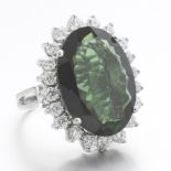 Impressive Ladies' Gold, Green Tourmaline and Diamond Cocktail Ring