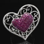 Ladies' Mystery Set Ruby and Diamond Heart Ring