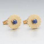 Pair of Vintage Gold and Blue Star Sapphire Cufflinks