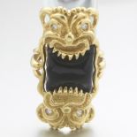 Italian Mythical Creature, Diamond and Onyx Ring