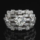 Ladies' Impressive Vintage Platinum, 1.72 Ct Diamond Cocktail Ring