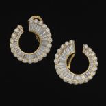 NOVA Ladies' Pair of Gold and 7.20 Ct Total Diamond Radiant Scroll Earrings