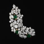 Henry Dunay Platinum, Gold, Diamond and Emerald Pin/Brooch/Pendant