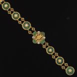 Exceptional Chinese Traditional High Carat Gold, Carved Jadeite Jade and Pearl Bracelet, Late Qing