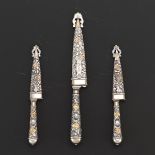 Set of Three Industria Argentina 800 Silver Knives