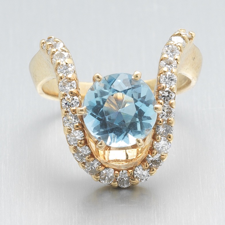 Ladies' Retro Gold, Blue Topaz and Diamond "Duchess" Ring - Image 3 of 7