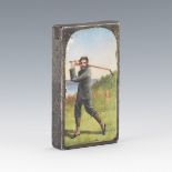 Rare Victorian Sampson, Mordan & Co. Sterling Silver and Enamel "Golf Player" Match Safe, dated 1890
