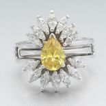 Ladies' Gold, 2.02 Ct Yellow Diamond and Diamond Two-Piece Ring, GIA Report