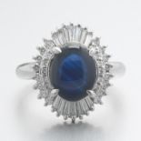 Ladies' Platinum, Star Blue Sapphire and Diamond Cocktail Ring