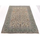 Rare Very Fine Vintage Hand Knotted Ivory Kashan Carpet, ca. 1970's