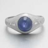 Ladies' Platinum, Blue Star Sapphire and Diamond Ring