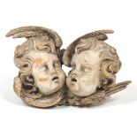English 18th/19th Century Carved Wood Ecclesiastical Two-Part Cherub Wall Plaque