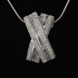 14k White Gold and Diamond Slider Necklace With Chain