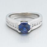 Ladies' Gold, Blue Sapphire and Diamond Ring