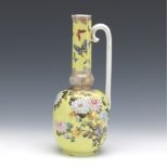 Japanese Porcelain Enameled Ewer with Citron Color Glazing