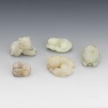 Group of Five Carved Jade Animals