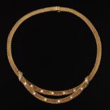 Ladies' GROSSE 1965 Vintage German Gold and Diamond Mesh Necklace