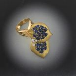 Ladies' Gold, Platinum, Sapphire and Diamond Double Leaf Ring