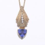 Ladies' Gold and 2.00 Ct Tanzanite Pendant on Chain