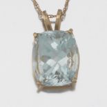 Ladies' Gold and 15 Ct Aquamarine Pendant on Chain