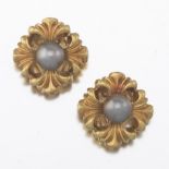 Ladies' LAGOS Gold and Silver Pearl "Fleur-de-Lis" Pair of Earrings