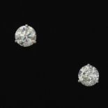 Ladies' Pair of Gold and 3.02 Ct Total Diamond Ear Studs