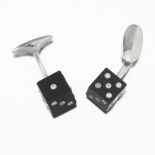 A Pair of Gold, Black Onyx and Diamond Dice Cufflinks by Eli Frei