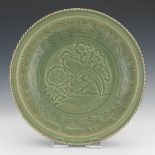 Chinese Carved Yaozhou Celadon Large Bowl, Northern Song-Jin Dynasty Style