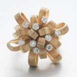 Ladies' Semi-Antique Gold and Diamond Bow Fashion Ring