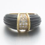 Italian Carved Hardstone and Diamond Ring