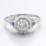 Ladies' Art Deco Diamond and Blue Sapphire Ring