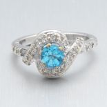 Ladies' Gold, Blue Topaz and Diamond Cocktail Ring