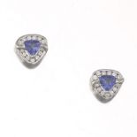 Ladies' Pair of Italian Gold, Tanzanite and Diamond Earrings