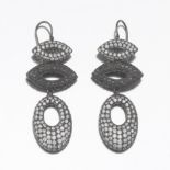 Pair of Black and White Diamond Drop Earrings