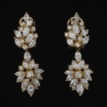 Ladies' Pair of Gold and 7.10 Ct Total Diamond "Day to Night" Dangle Earrings