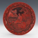 Chinese Carved Cinnabar Lacquered Plate