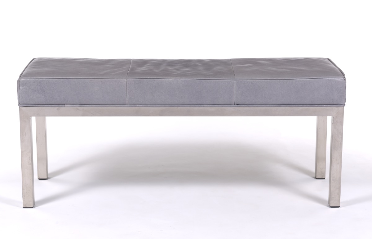 Leather and Chrome Bench from Room and Board - Image 4 of 7
