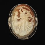 Ladies' Edwardian Gold and Carved Cameo "Three Graces" Pin/Brooch