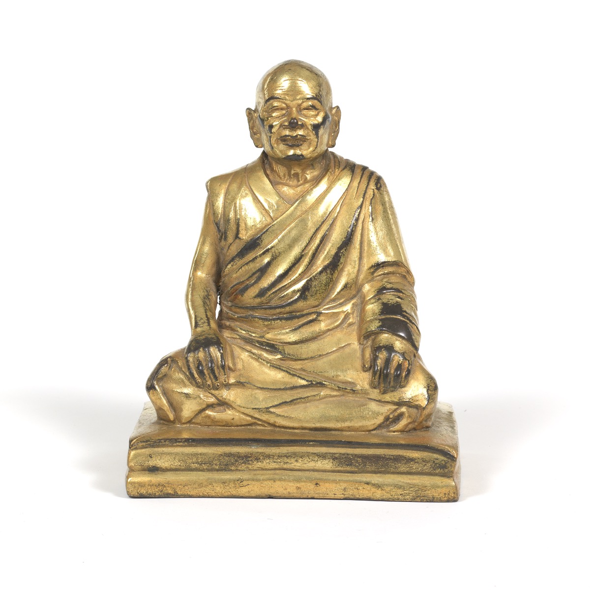 Tibetan Gilt Bronze Sculpture of Arhat - Image 2 of 7