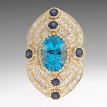 Ladies' Vintage Blue Topaz, Blue Sapphire and Diamond Fashion Ring