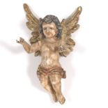 Italian Craved Wood and Painted Angel Sculpture, ca. 18/19th Century